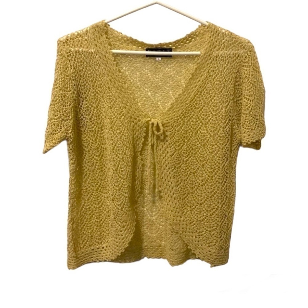 Vintage  Y2k Crochet open front tie cardigan
